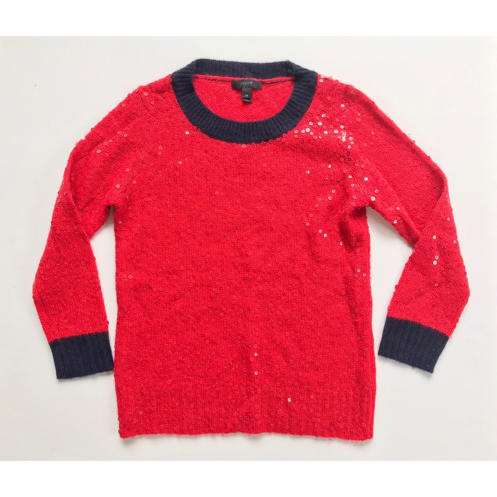 J.Crew red sequin sweater - EUC